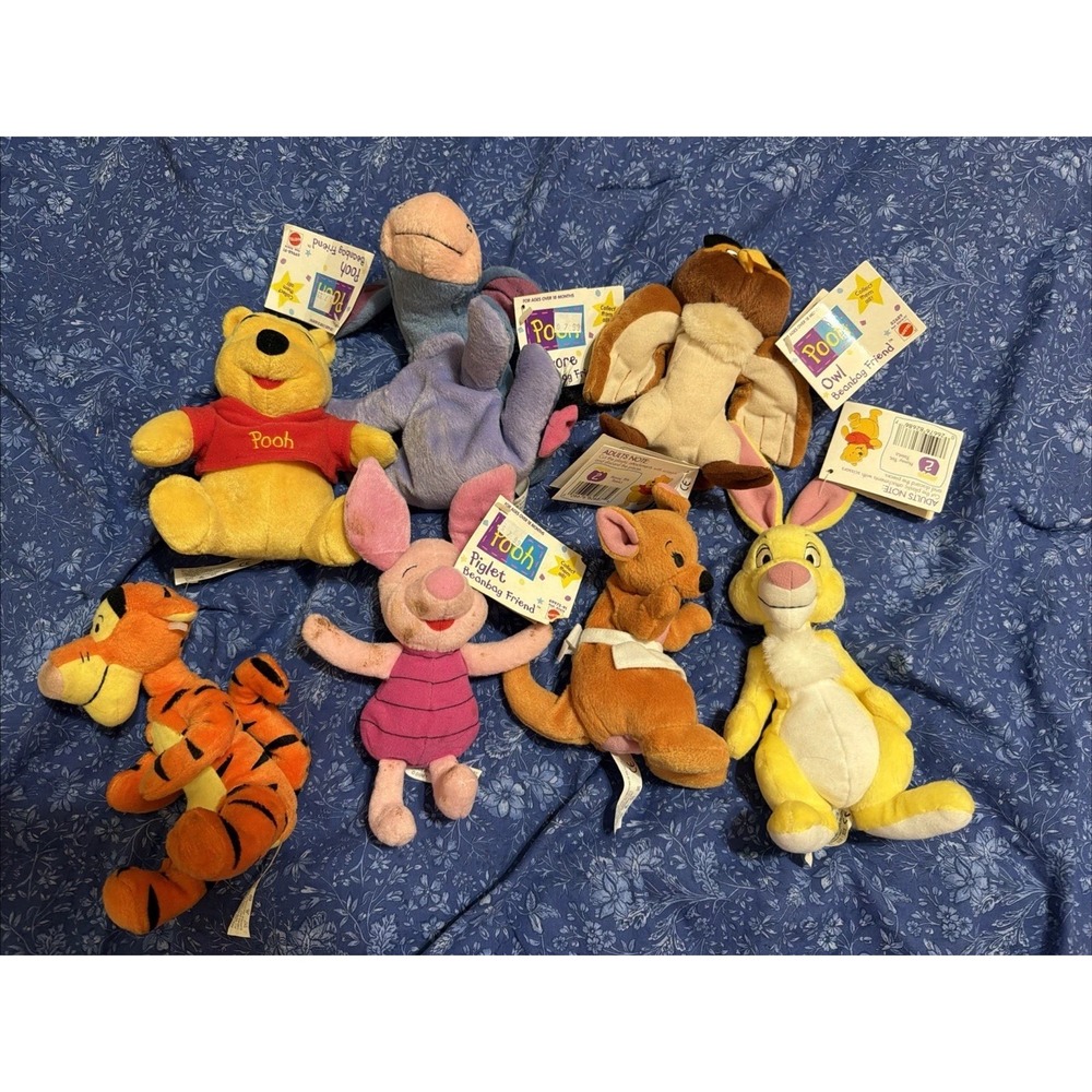 Disney Pooh & Friends Beam Bags SET OF 7 Rare Collectible NWT Read